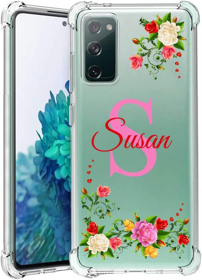 Funda transparente con nombre personalizado e inicial, compatible con Samsung Galaxy S21+ S20 Ultre S10 FE S9 Plus S8 Note 20 10 Pro 9 8, funda
