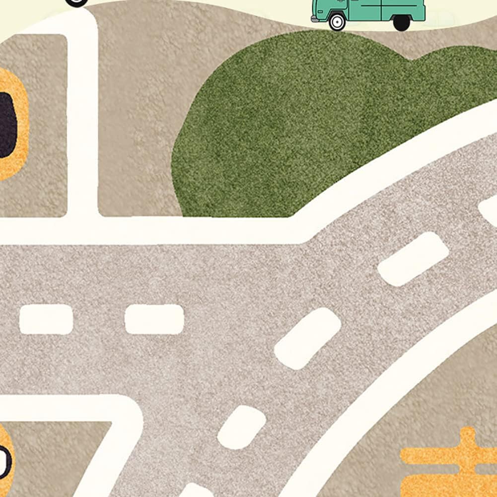 Alfombra de juegos para niños, alfombra de juego de vida urbana para autos de juguete y trenes, alfombra de área de juegos con respaldo de goma,