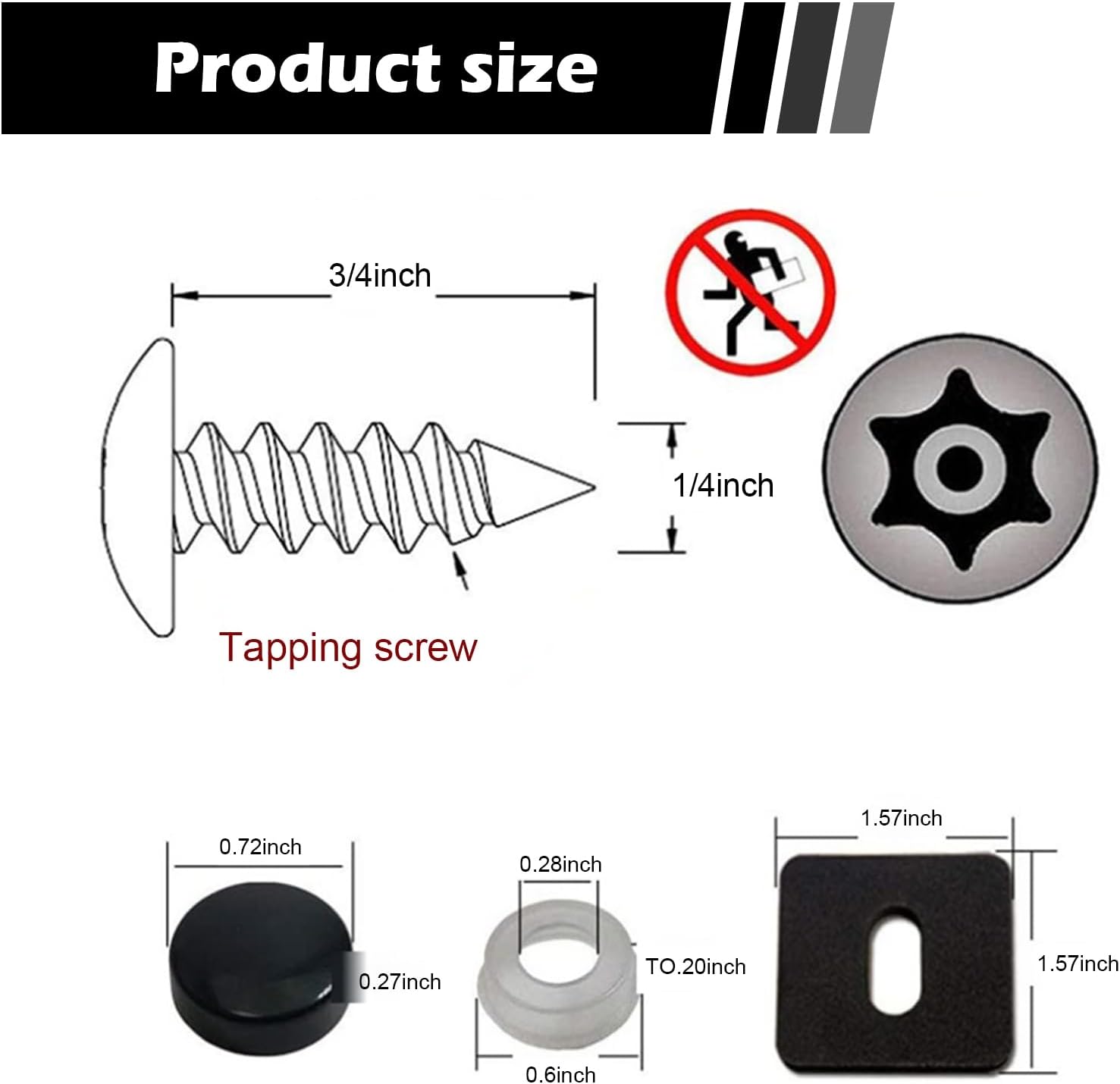 GKmow Juego de 4 tornillos antirrobo para placa de matrícula, pernos inoxidables M3M4 SS, tornillos universales Torx de seguridad, resistentes a