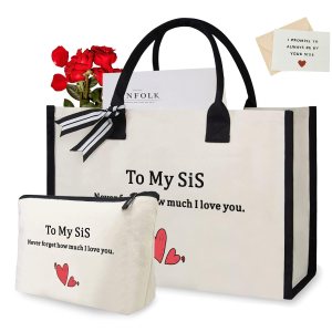 Canvas Tote Bag for Sis Cosmetic Bag Free Tote Bag with Inner Zipper Pocket Shoulder Bag for women Gifts for Sis Sister Gifts Tote for Hospital, Canvas Tote Bag for Sis Cosmetic Bag Free Tote Bag with Inner Zipper Pocket Shoulder Bag for women Gifts for Sis Sister Gifts Tote for Hospital,