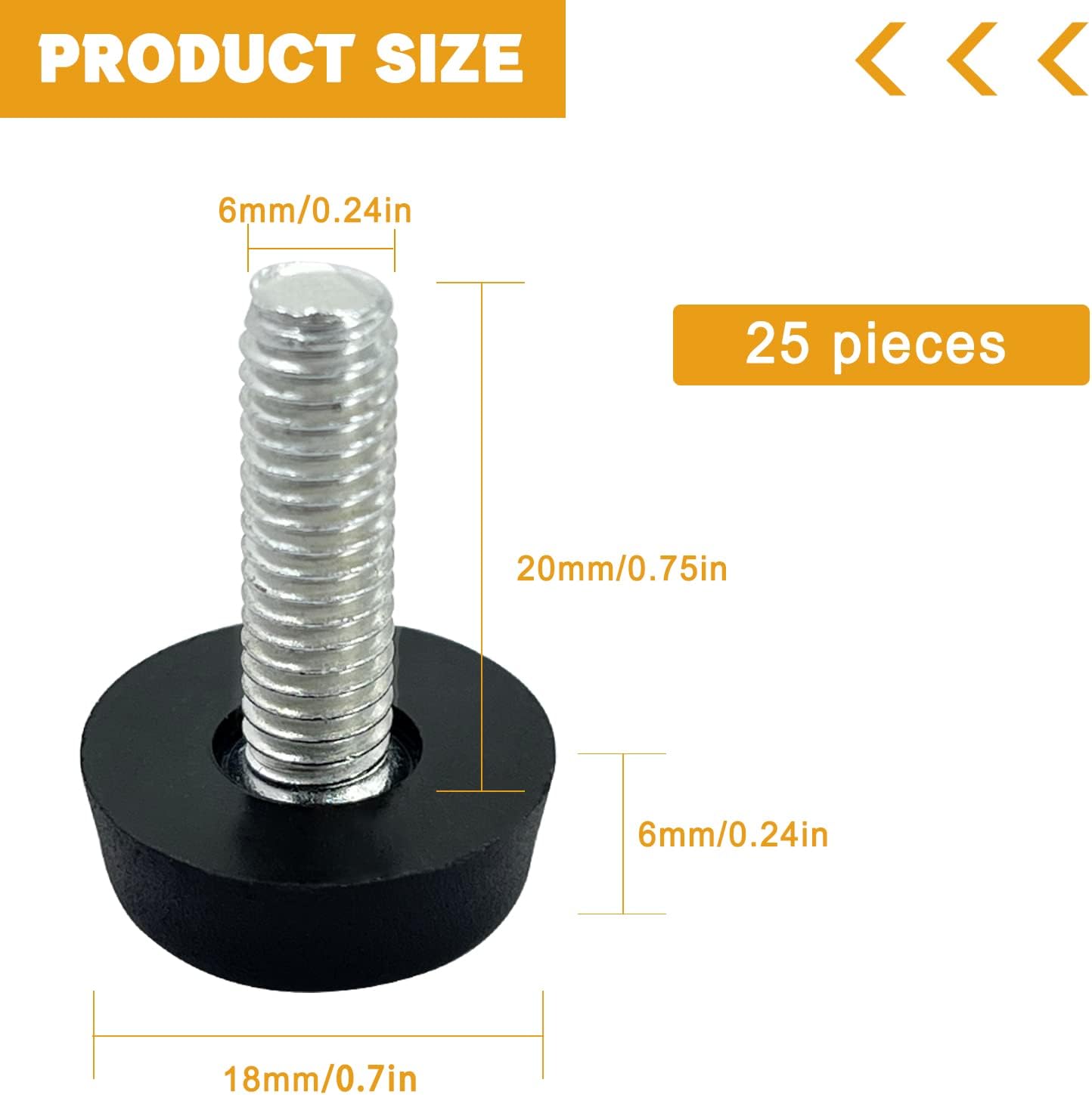 25 patas niveladoras de muebles M6-14 pulgadas ajustables para patas de muebles, tornillos de repuesto para taburetes, mesas, silla, banco, cabniet,