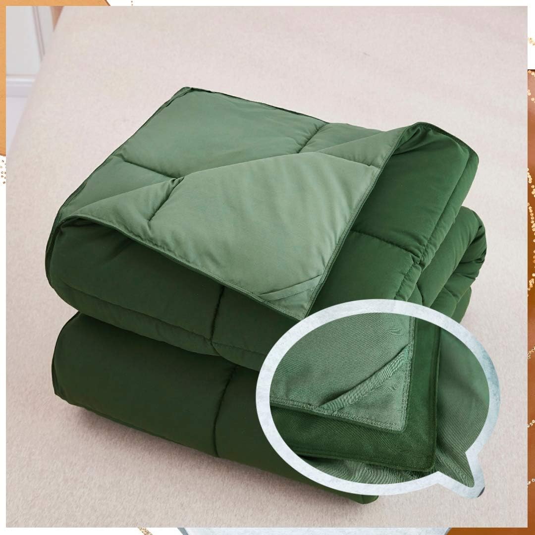 Juego de edredón alternativo de plumón de ganso de 3 piezas para todas las estaciones, relleno de edredón solo 2 fundas, edredón acolchado