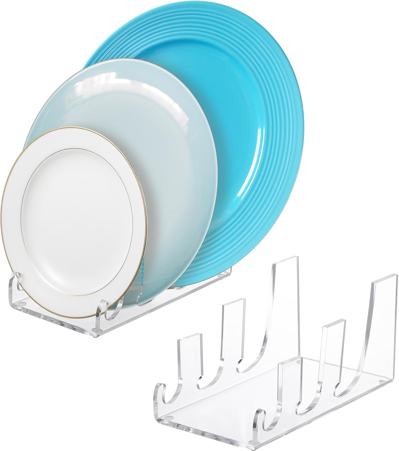2 soportes de placa acrílica para exhibición de vajilla transparente, soporte de exhibición de porcelana para exhibir platos de porcelana (7.24 x
