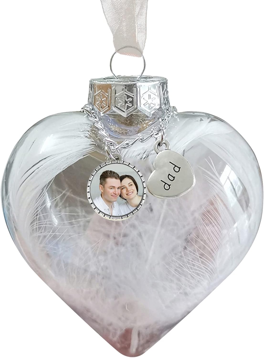 Adornos de bola personalizados, árbol colgante de bola de fotos personalizada, bolas de decoración de Navidad, bola de adornos rellenables de plumas