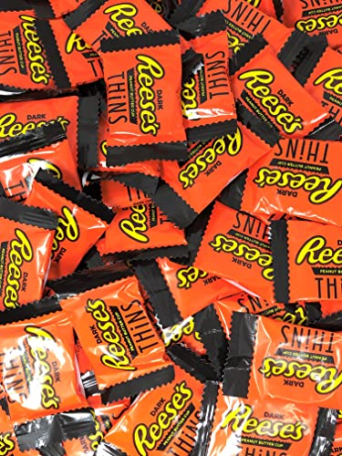 REESE’S THiNS – Tazas de chocolate oscuro con mantequilla de maní, envueltas individualmente, 5 libras