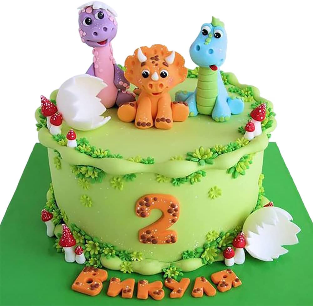 3 piezas de decoración de pastel de dinosaurio en miniatura para baby shower, niños y niñas, temática de animales del bosque, decoración de fiesta