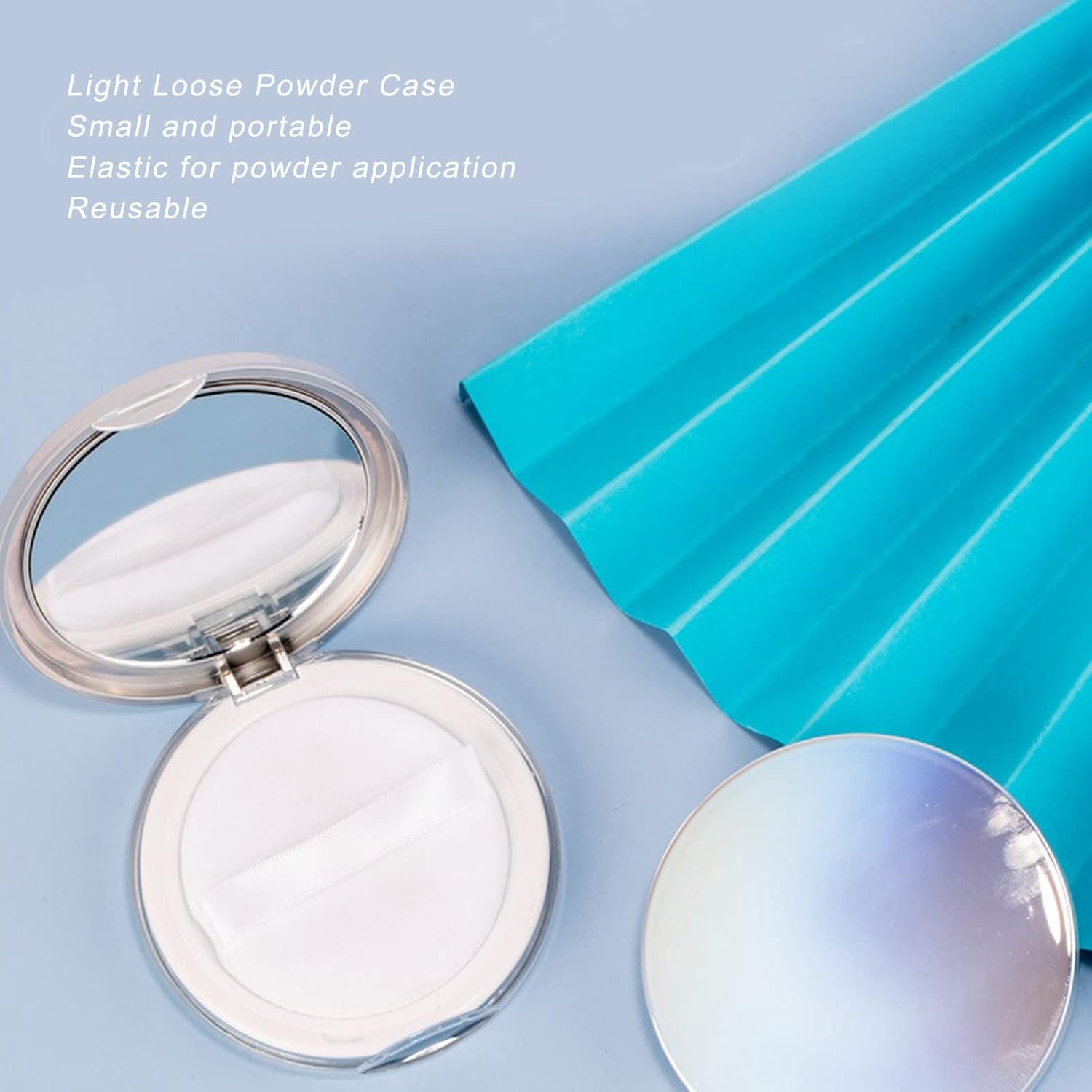 Caja de polvo suelto recargable, contenedor de plástico reutilizable vacío de 0.11 oz con soplo de polvo, estuche de maquillaje portátil para