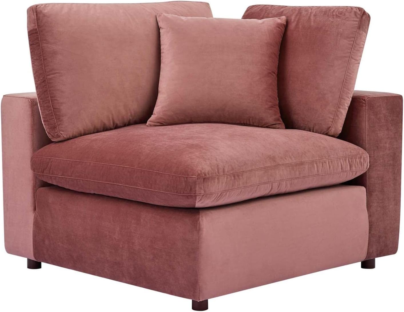 Modway Commix Sofá seccional de 6 piezas de terciopelo de alto rendimiento relleno de plumón en rosa polvoriento