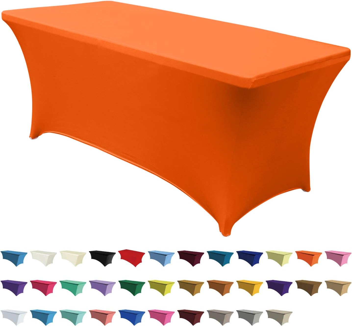 Abccanopy – Mantel de licra de 1.83 m para mesa Mantel de poliéster de más de 30 colores, de licra, elástico y decorativo, Poliéster, Anaranjado