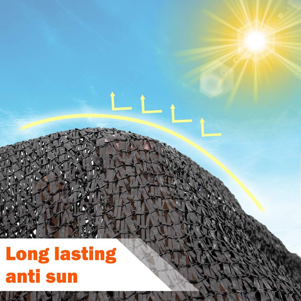 65% -75% negro protector solar paño con ojales sellados para plantas de jardín, invernadero, granero (12 x 12 pies)