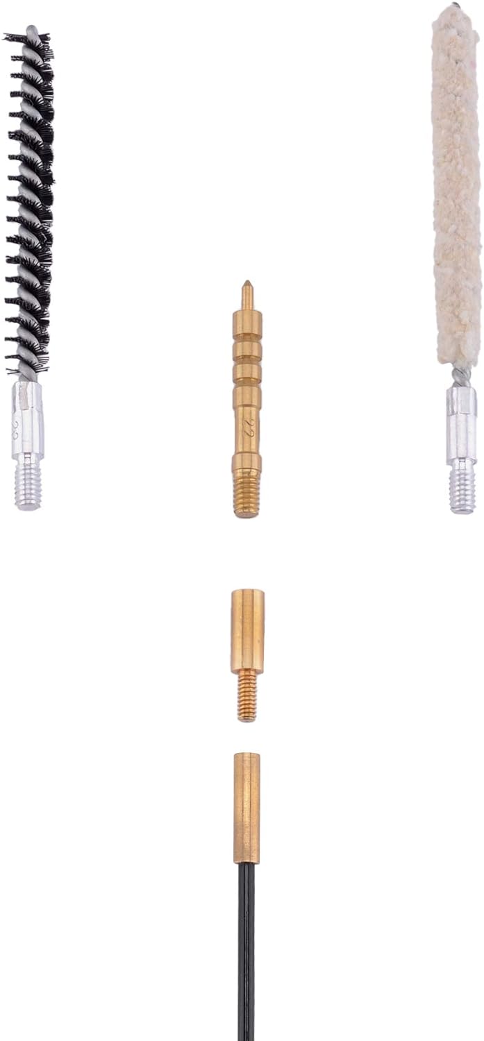 Raiseek Kit de limpieza de pistola de aire .177 Cal y .22 Cal con fregona de algodón, cepillos de nailon y cable flexible