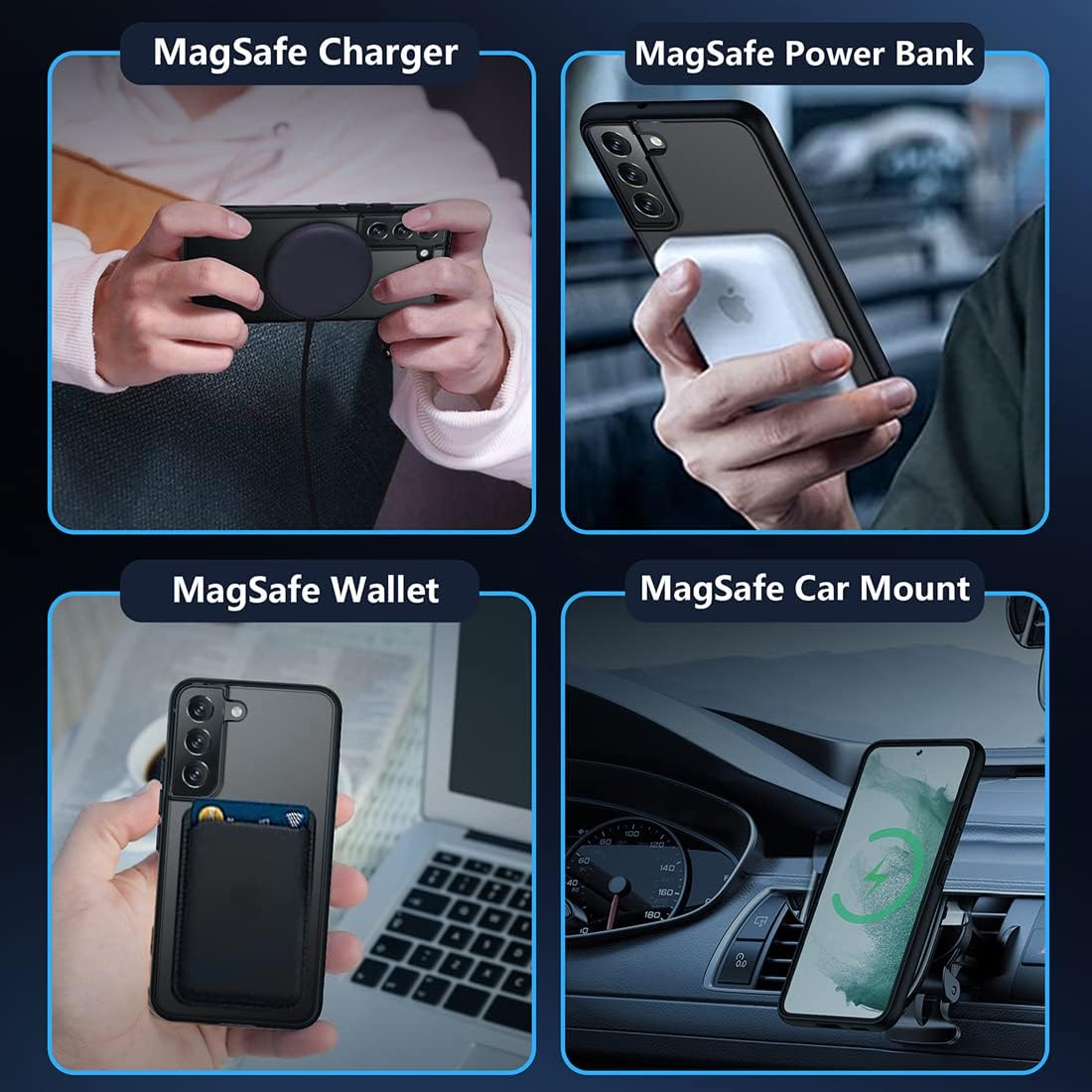 TIANNIUKE Funda magnética para Samsung Galaxy S22, translúcida mate antihuellas, compatible con MagSafe, ajuste delgado, a prueba de golpes, funda