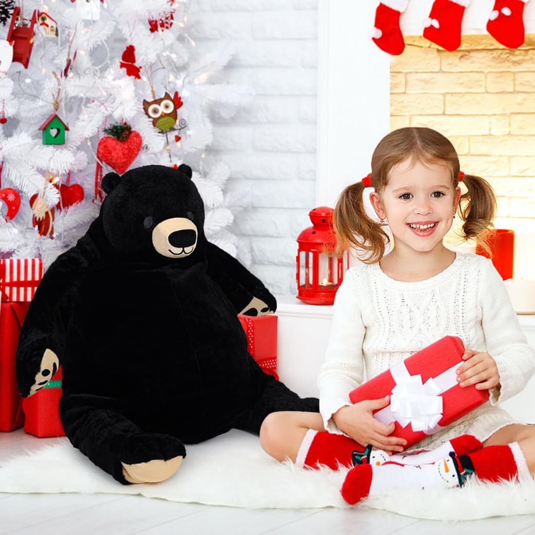 FAVOSTA Djungelskog – Oso de peluche gigante de peluche de simulación, enorme oso de peluche marrón, decoración del hogar, regalos para niños,