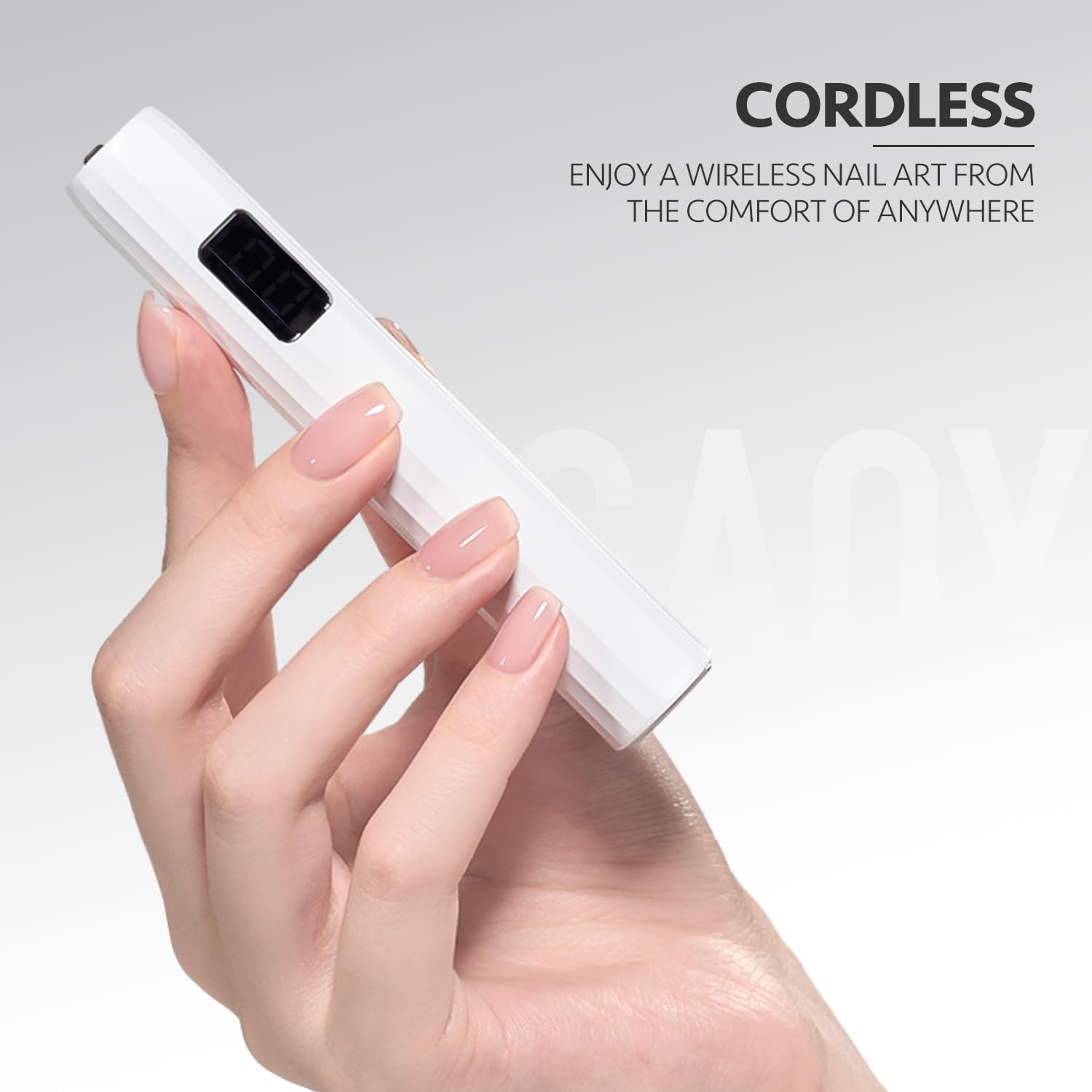 GAOY Lámpara de uñas inalámbrica con soporte, luz UV de mano con pantalla LCD para uñas de gel, secador de uñas USB recargable para secado rápido