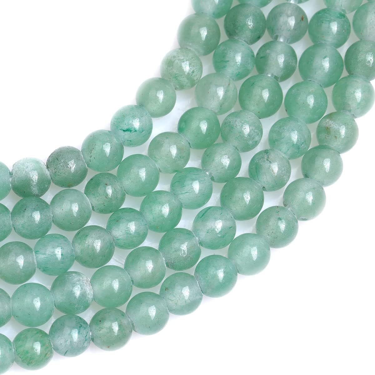 JOE FOREMAN Cuentas sueltas semipreciosas redondas de jade de aventurina verde de 0.079 in con agujero grande de 0.236 in para hacer joyas, hebras