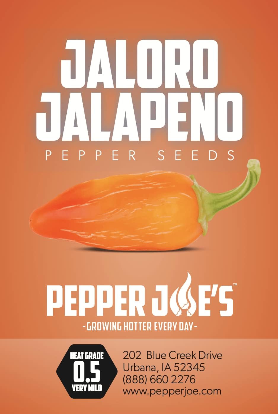 Pepper Joe’s Jaloro Semillas de pimiento jalapeño  Paquete de más de 10 semillas de pimiento jalapeño amarillo suave, cultivadas en Estados Unidos,