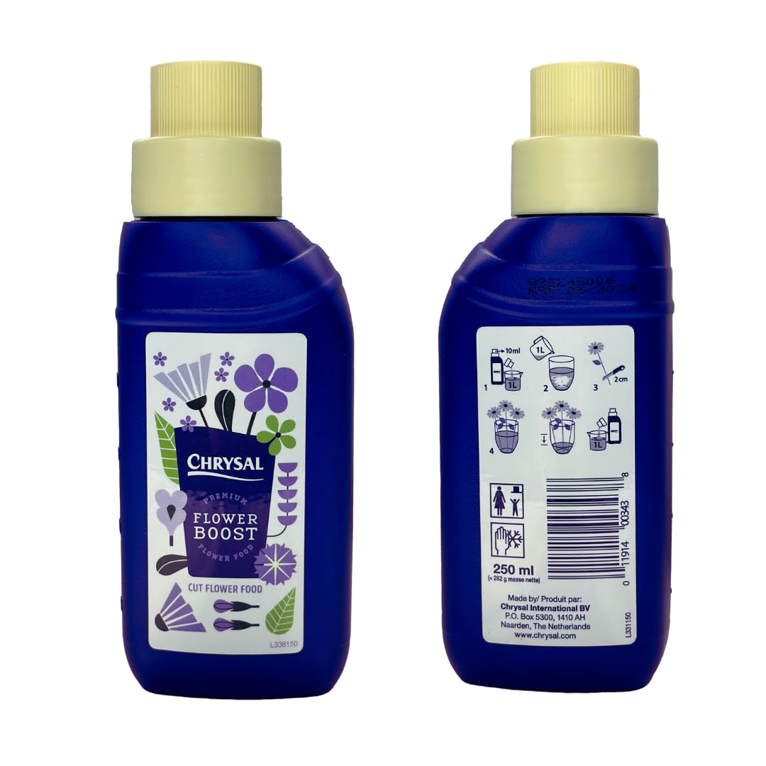 Chrysal Cut Flower Universal Food (botella de 0.3 fl ozL)  Aumenta el impulso floral con suministros florales para flores frescas  Suministros para
