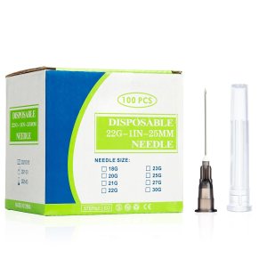 Agujas desechables, envueltas individualmente. (22G-25MM) Agujas desechables, envueltas individualmente. (22G-25MM)