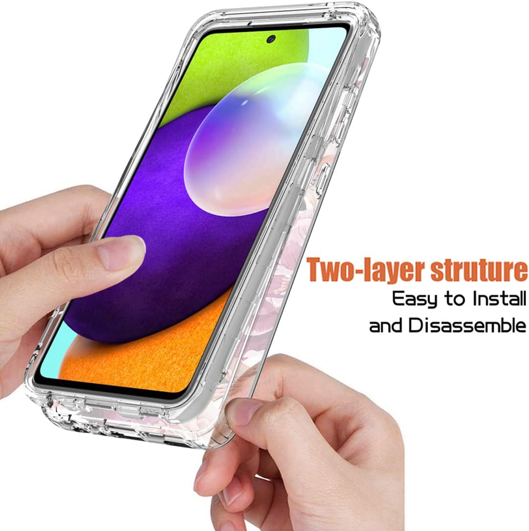 Funda para Galaxy A52 5G4GGalaxy A52S SM-A526 con protector de pantalla de vidrio templado, diseño floral a prueba de golpes, carcasa protectora de