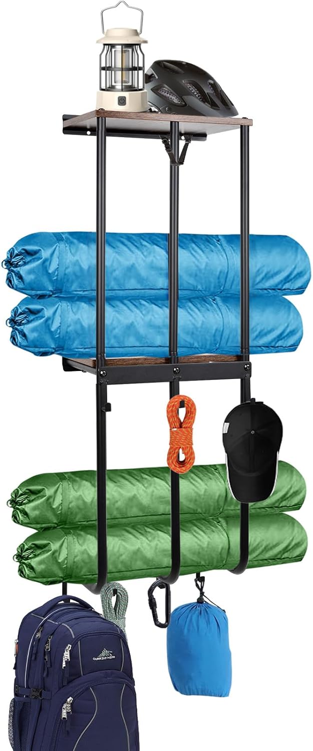 Estante de almacenamiento de pared para silla de campamento para garaje, soporte para silla de campamento, organizador de silla de césped de pared,