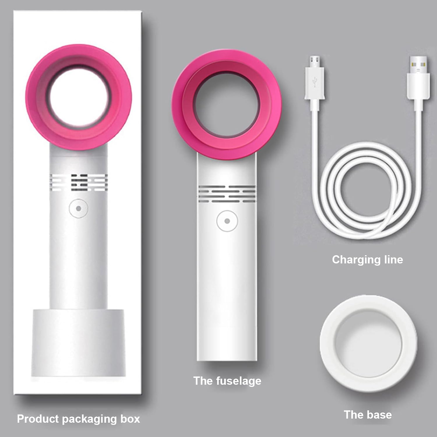 Mini ventilador portátil sin aspas para extensión de pestañas, silencioso portátil recargable, ventilador de pestañas de mano con 3 velocidades,