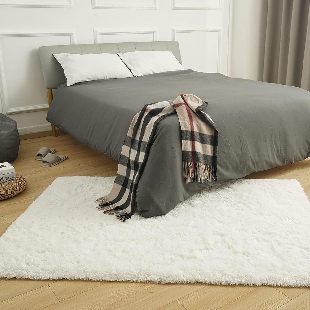 Amearea Alfombra suave y esponjosa de alta calidad, moderna, de 5 x 7 pies, alfombras de felpa mullida para sala de estar, dormitorio, habitación de