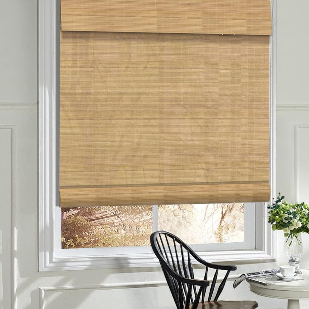 LANTIME Persianas de madera para ventana, persianas enrollables opacas de bambú, fácil instalación para el hogar y el jardín, patrón 6