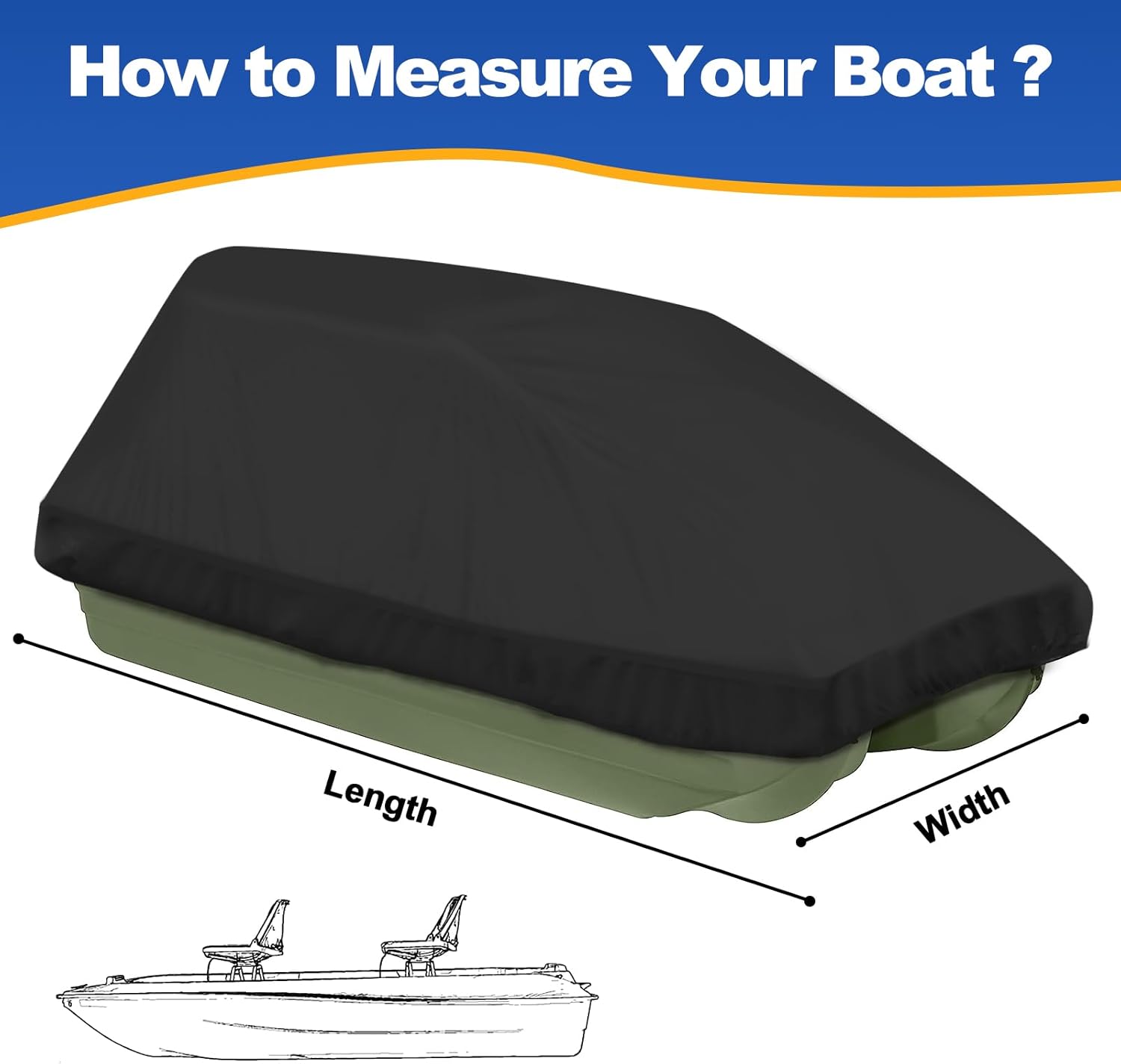 YimSting Funda impermeable 600D para lancha de estanque de 8 a 10 pies de largo, para lancha de pesca y lancha de pesca, lona resistente de grado