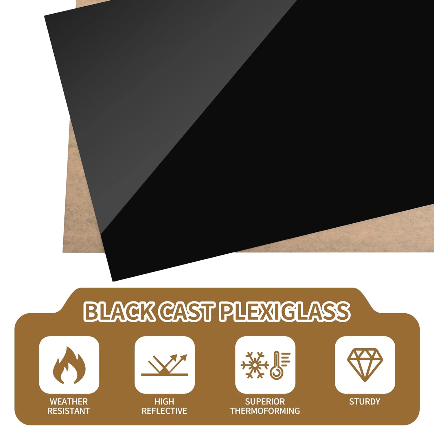 2 hojas acrílicas negras de 16 x 20 pulgadas de grosor de 18 pulgadas de grosor, 0.118 in, materiales de bricolaje para decoración del hogar,