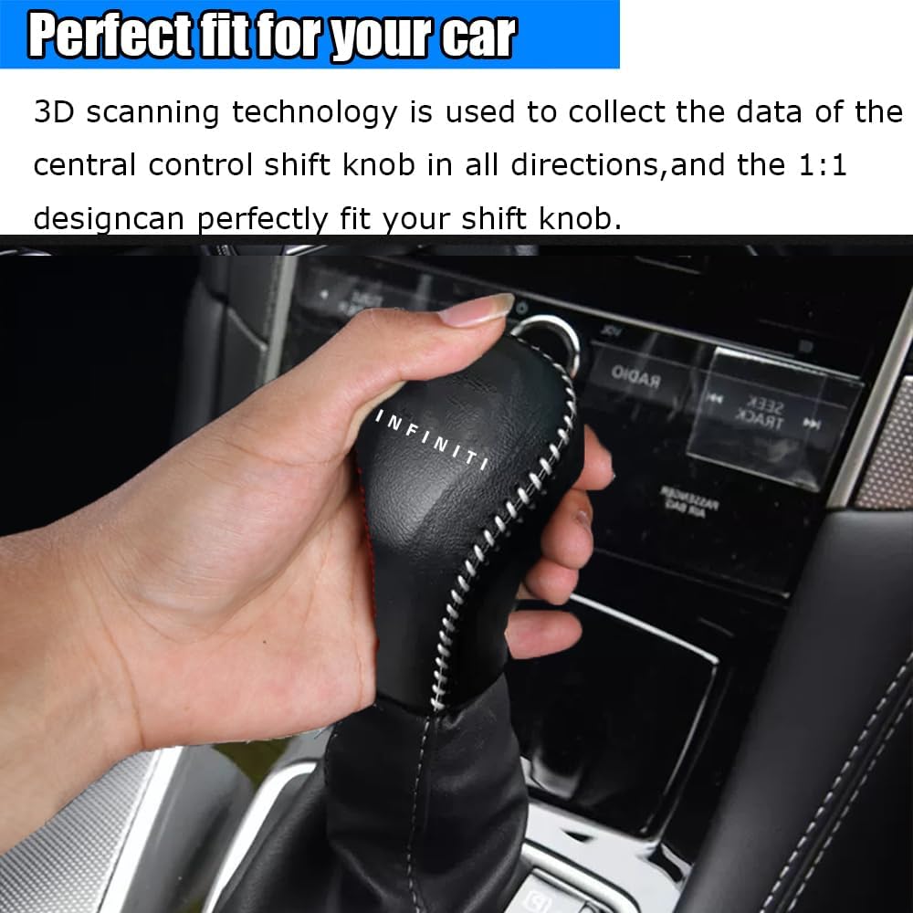 Kakash Accesorios interiores personalizados para Infiniti Q50 2018 2019 2020 2021 2022 2023 Q60 QX80, cubierta de cuero para palanca de cambios
