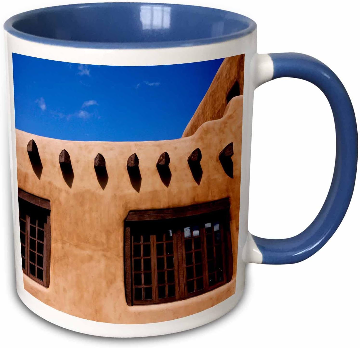 3dRose Santa Fe, New Mexico, USA Julien McRoberts – Taza de dos tonos, 11 onzas, azulblanco