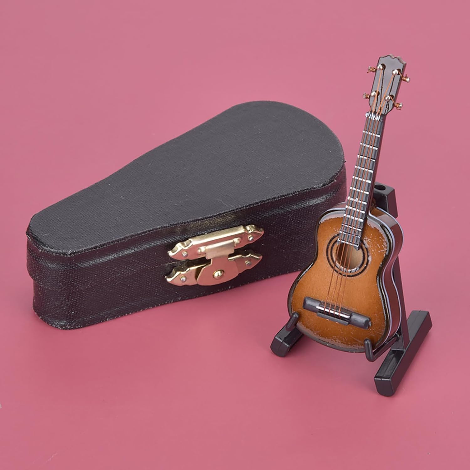 PerGar Modelo de guitarra clásica en miniatura con soporte y estuche, modelo de guitarra clásica, réplica de mini instrumento musical, decoración de