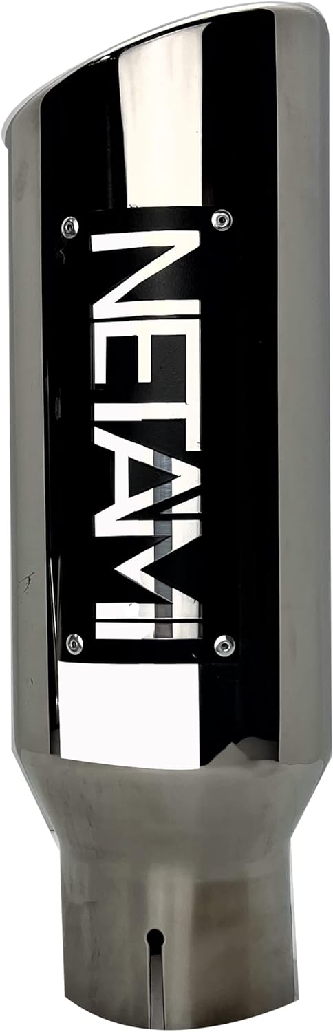 NETAMI Punta de escape de 2.5″ a 4″ Abrazadera de pulido de cromo con borde enrollado de acero inoxidable