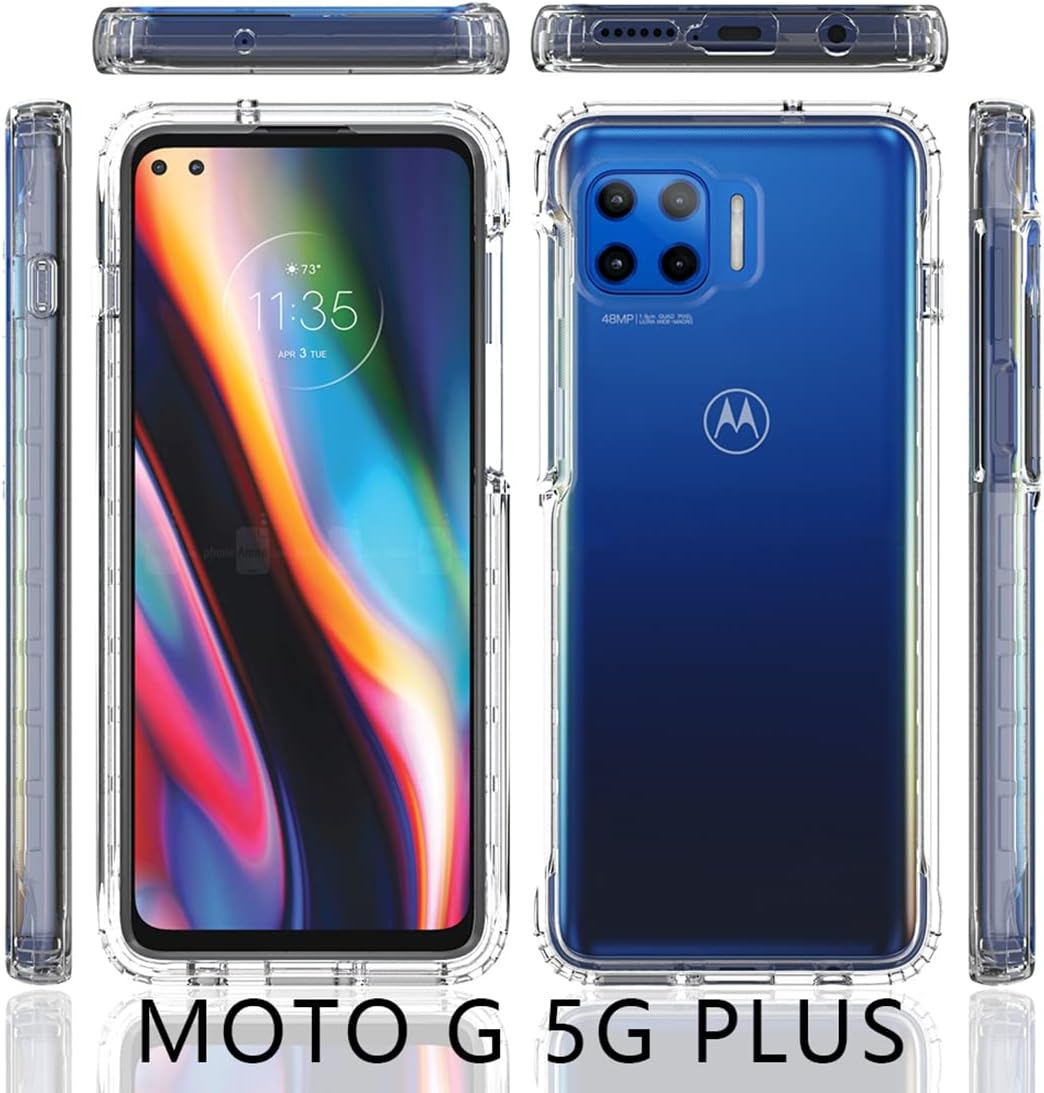 Funda para Moto G 5G PlusOne 5G UW XT2075 con protector de pantalla de vidrio templado, carcasa protectora de cuerpo completo transparente de