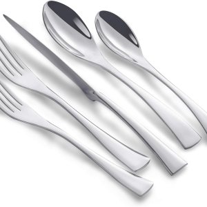 Joincook Juego de cubiertos de 20 piezas para 4, moderno juego de cubiertos de acero inoxidable 1810, juego de utensilios para el hogar, Joincook Juego de cubiertos de 20 piezas para 4, moderno juego de cubiertos de acero inoxidable 1810, juego de utensilios para el hogar,