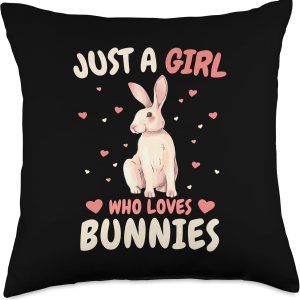 Bunny Rabbit Animal Bunnies Rabbit Just A Girl Who Loves Bunnies – Almohada (18 x 18 pulgadas), multicolor Bunny Rabbit Animal Bunnies Rabbit Just A Girl Who Loves Bunnies – Almohada (18 x 18 pulgadas), multicolor