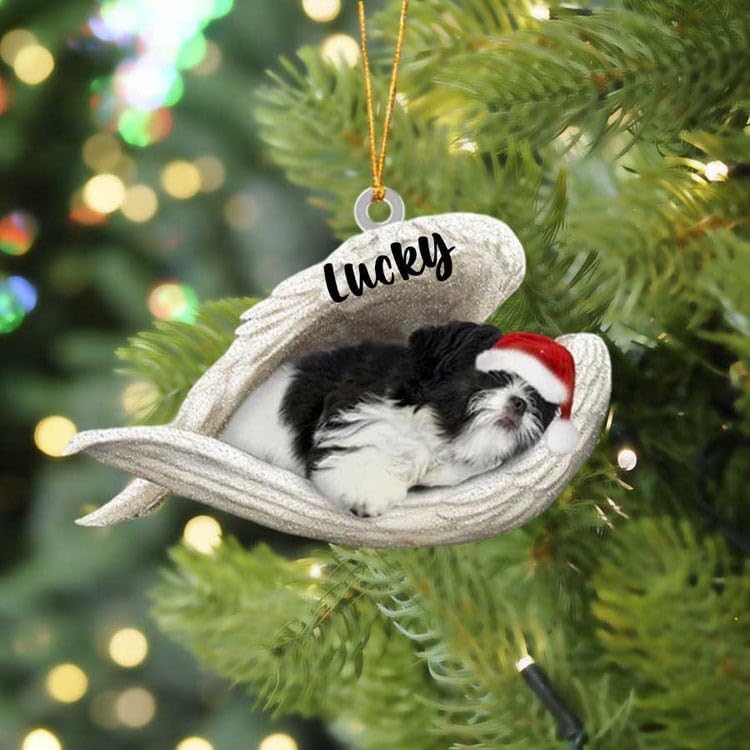 Shih Tzu – Adorno acrílico plano de Navidad para perro, regalo conmemorativo para perro, adorno personalizado con nombre de perro, adorno de Navidad