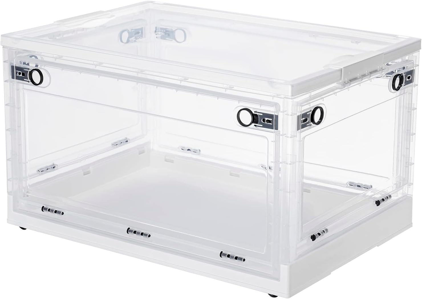 Contenedores de almacenamiento de plástico apilables con tapas y hebillas de cierre, cajas transparentes de 100 cuartos de galón (25 galones) con