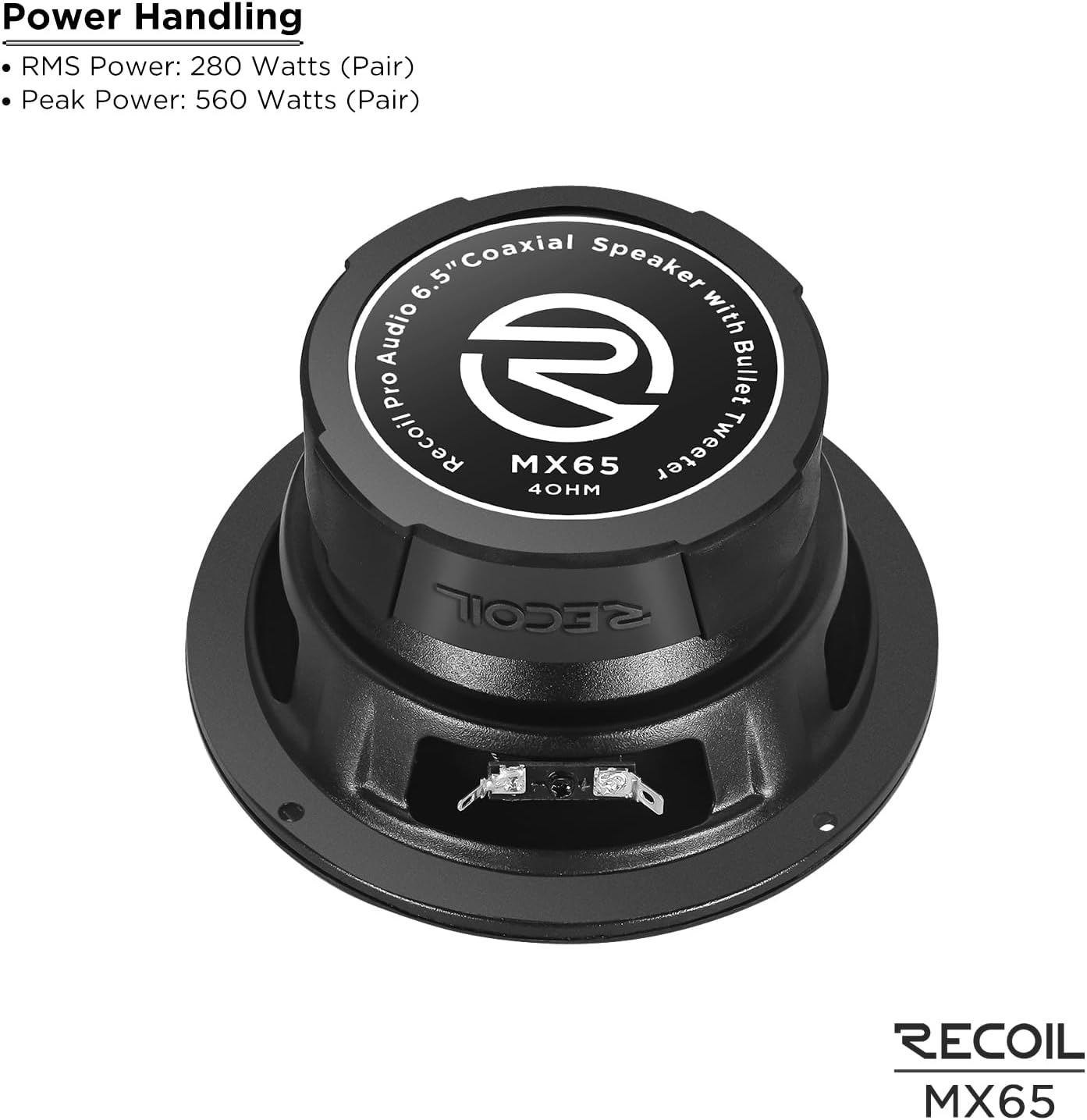 RECOIL MX65 Par de altavoces coaxiales de rango medio de 6.5 pulgadas de audio profesional de 2 vías con tweeters de bala incorporados 560 vatios