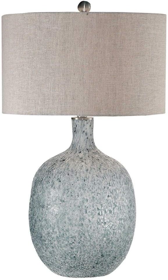 Uttermost Oceaonna – Lámpara de mesa de cristal esmaltado azul y blanco envejecido