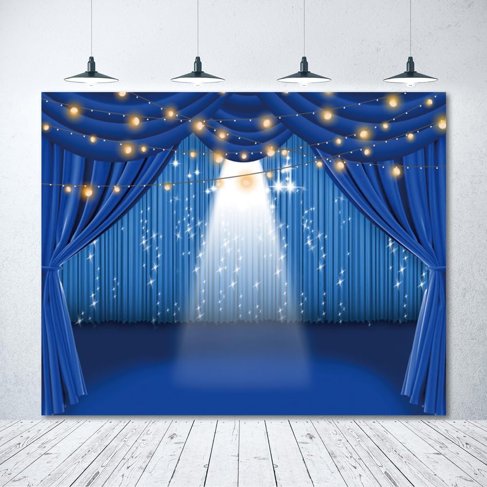 Telón de fondo azul para escenario, telón de fondo de teatro para fotografía, 10 x 8 pies, telón de fondo de teatro, espectáculo dramático,