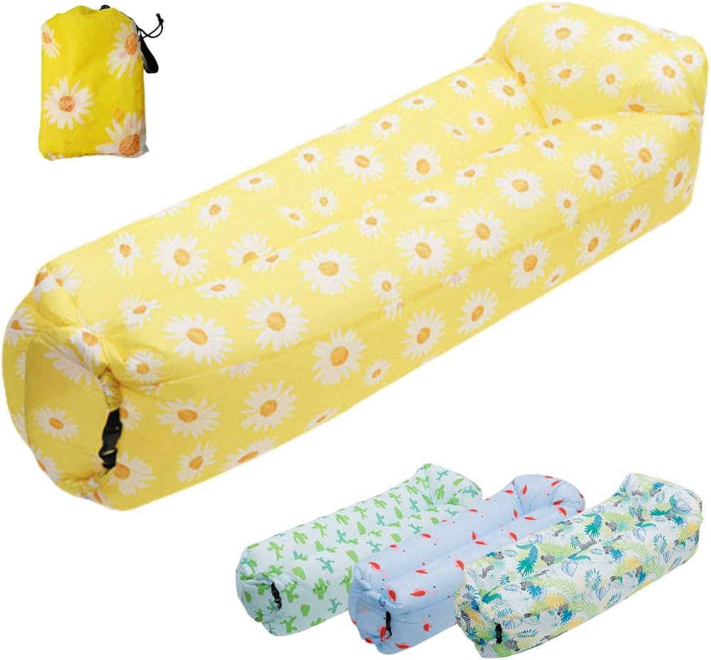 leeper Tumbona inflable, sofá de aire portátil para acampar en la playa, con bolsa de transporte, sillas inflables ligeras y versátiles para