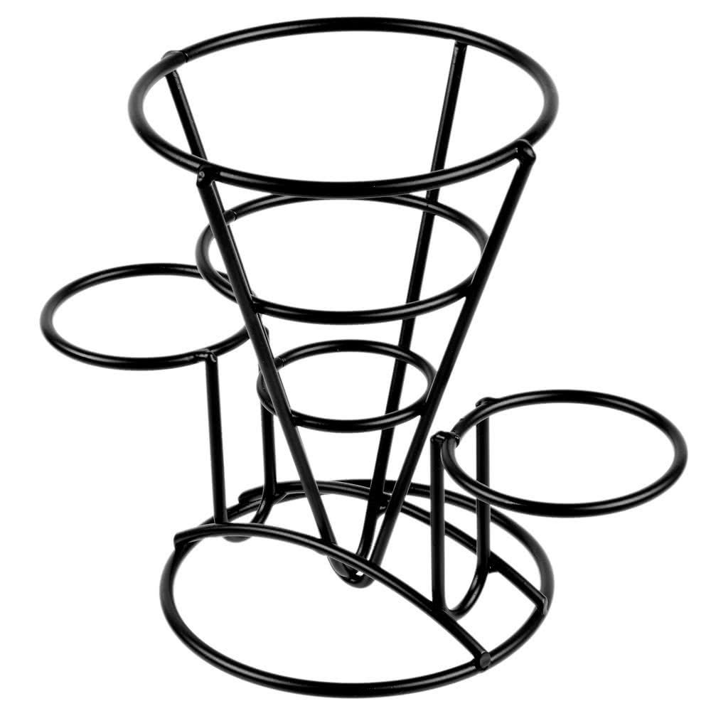 G.E.T. Enterprises – Soporte de metal negro para papas fritas con dos soportes para tazas de salsa, colección de utensilios especiales con