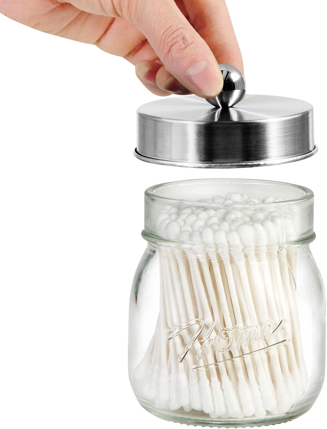 SheeChung dispensador de hisopos, Acero inoxidable, Níquel cepillado, Paquete de 2