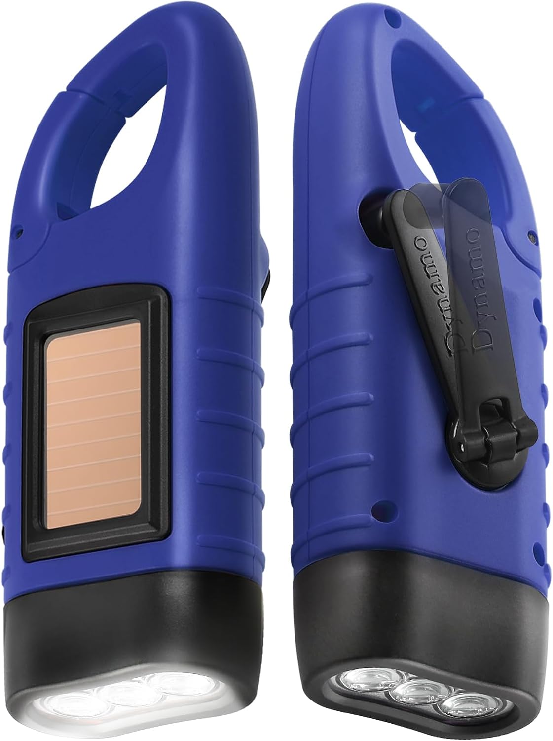 Simpeak Paquete de 2 linternas de manivela de mano, linterna LED recargable de emergencia, linterna de supervivencia, linterna de dinamo de carabina