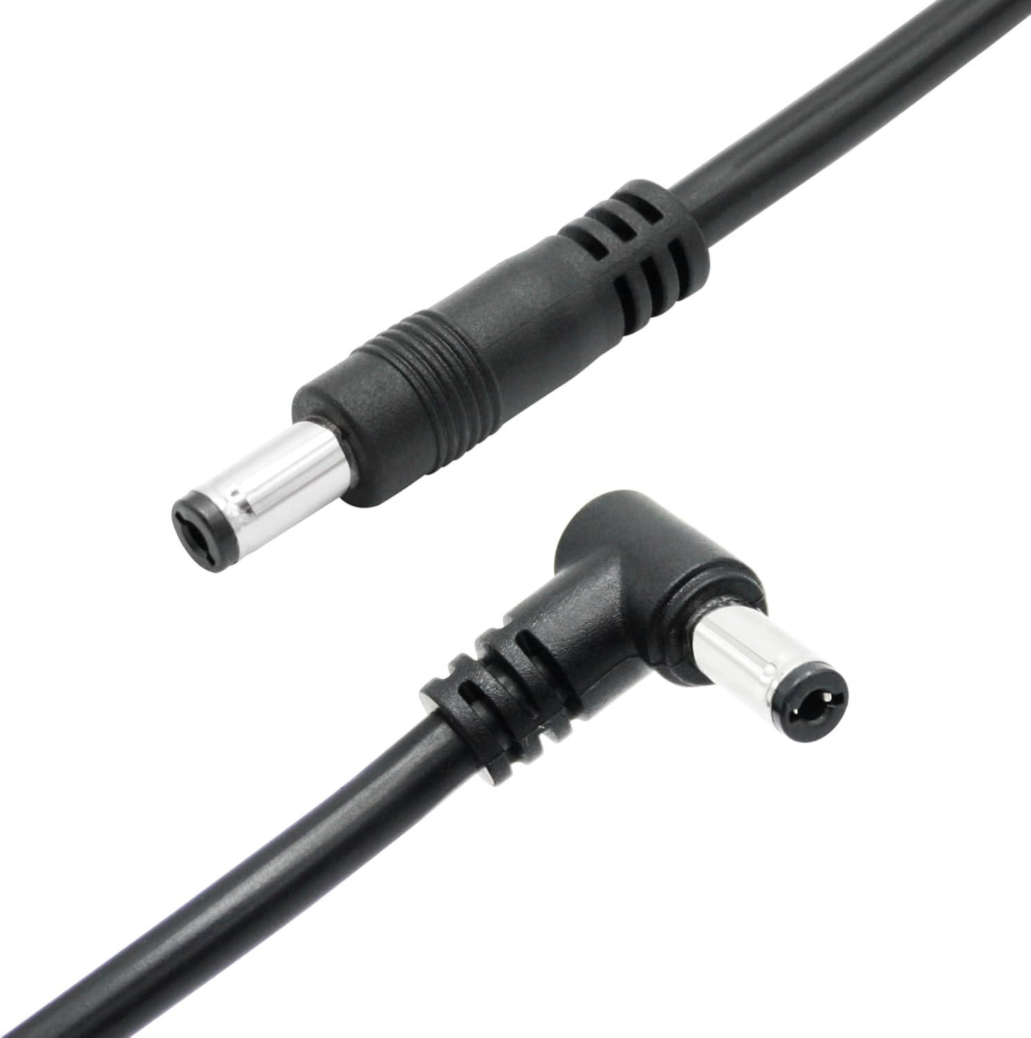 4 cables de extensión CC macho a macho de 1.6 pies, 18 AWG, 90 grados CC, 0.217 in x 0.083 in, adaptador de conector de cable de alimentación de 12