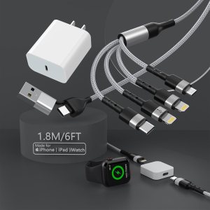 Cargador USB C 4 en 2 para Apple Watch para Apple WatchiPhoneAirpods, cargador rápido PD de 20 W, cable de carga inalámbrico iWatch de 6 pies, Cargador USB C 4 en 2 para Apple Watch para Apple WatchiPhoneAirpods, cargador rápido PD de 20 W, cable de carga inalámbrico iWatch de 6 pies,