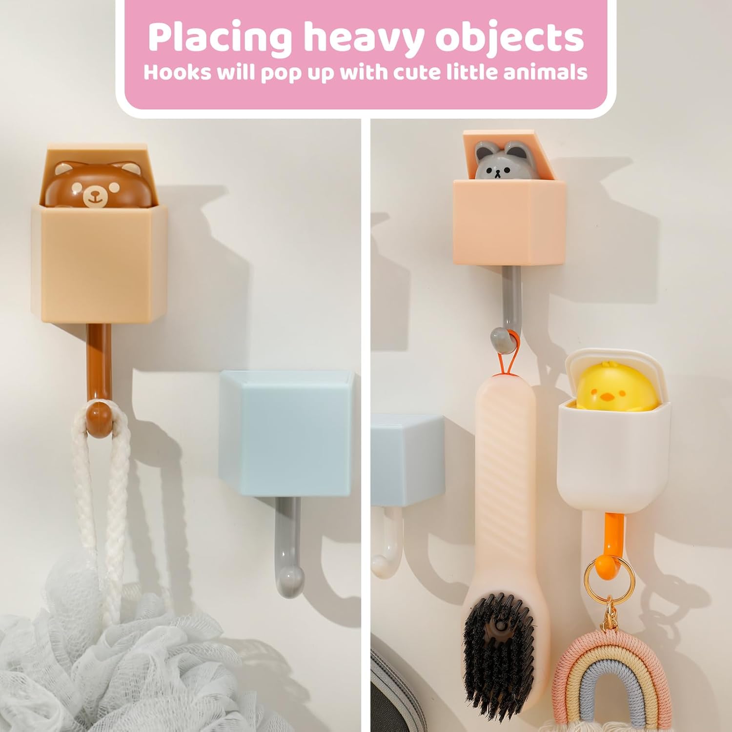 6 ganchos adhesivos creativos para abrigos, bonitos ganchos de pared para abrigos, sombreros, toallas, llaves, bolsas, ganchos adhesivos para