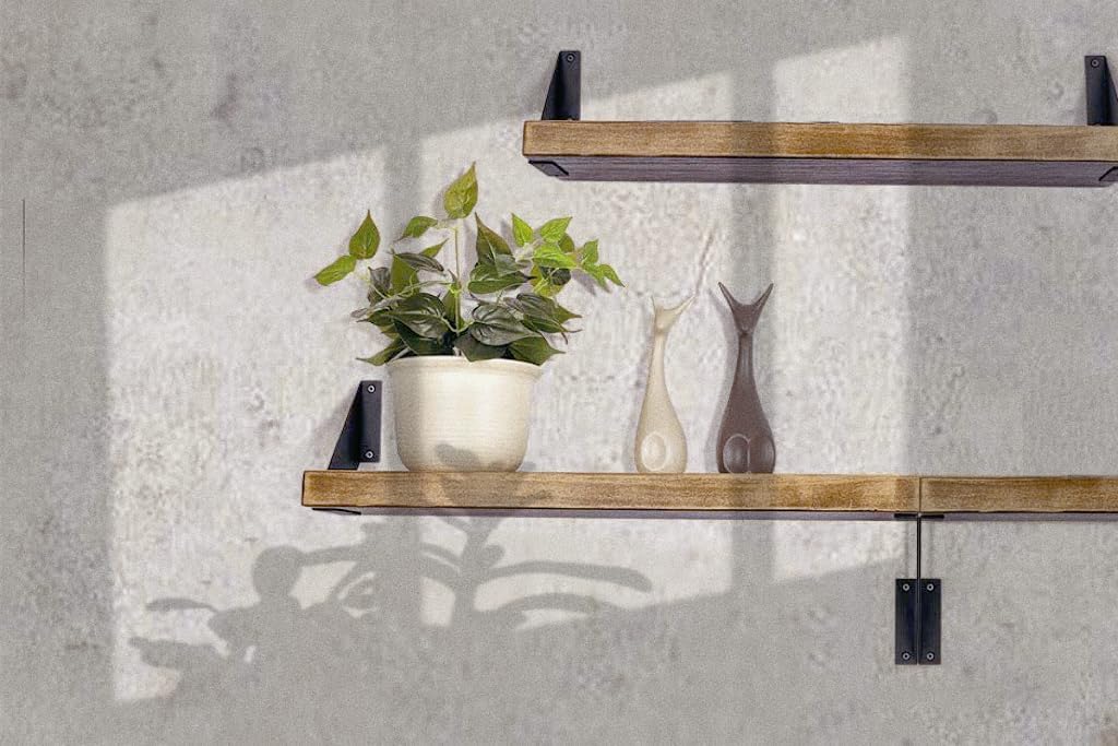 Paquete de 2 soportes angulares resistentes de 8 pulgadas para estantes flotantes  Soportes de pared elegantes y decorativos  Incluye tornillos y