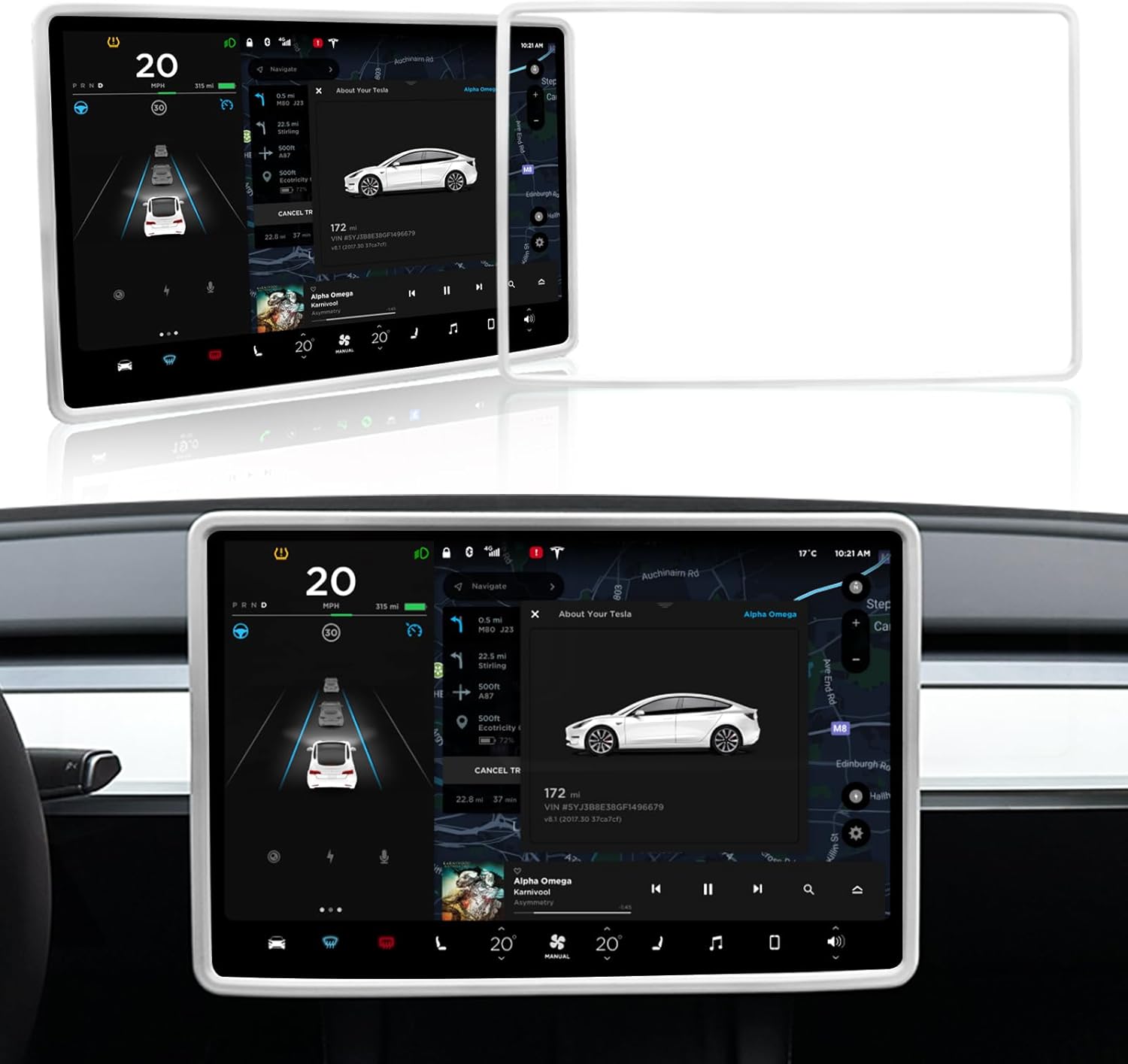 Protector de pantalla para Tesla Model 3Y, protector de marco de silicona, resistente a golpes y golpes, accesorios Tesla Model 3 Model Y 2017-2023,
